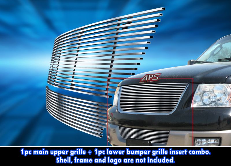 2003-2006 Ford Expedition MAIN UPPER + LOWER BUMPER Stainless Steel Billet Grille