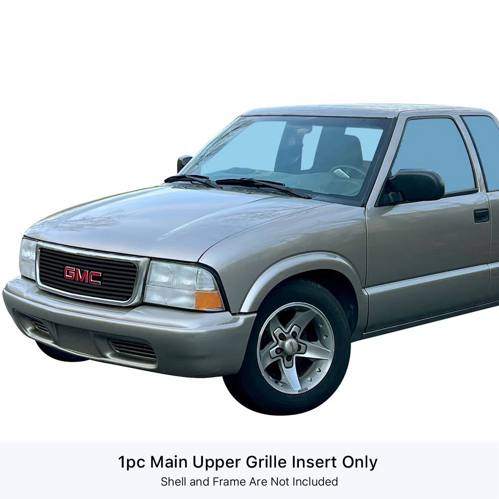 1998-2003 GMC Jimmy With Logo Show/1998-2003 GMC Sonoma With Logo Show MAIN UPPER Black Stainless Steel Billet Grille