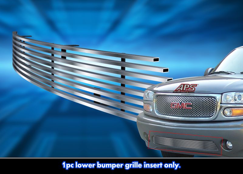 1999-2006 GMC Yukon Denali tow hook covered /2001-2006 GMC Yukon Denali  XL tow hook covered /2002-2006 GMC Sierra Denali tow hook covered LOWER BUMPER Stainless Steel Billet Grille