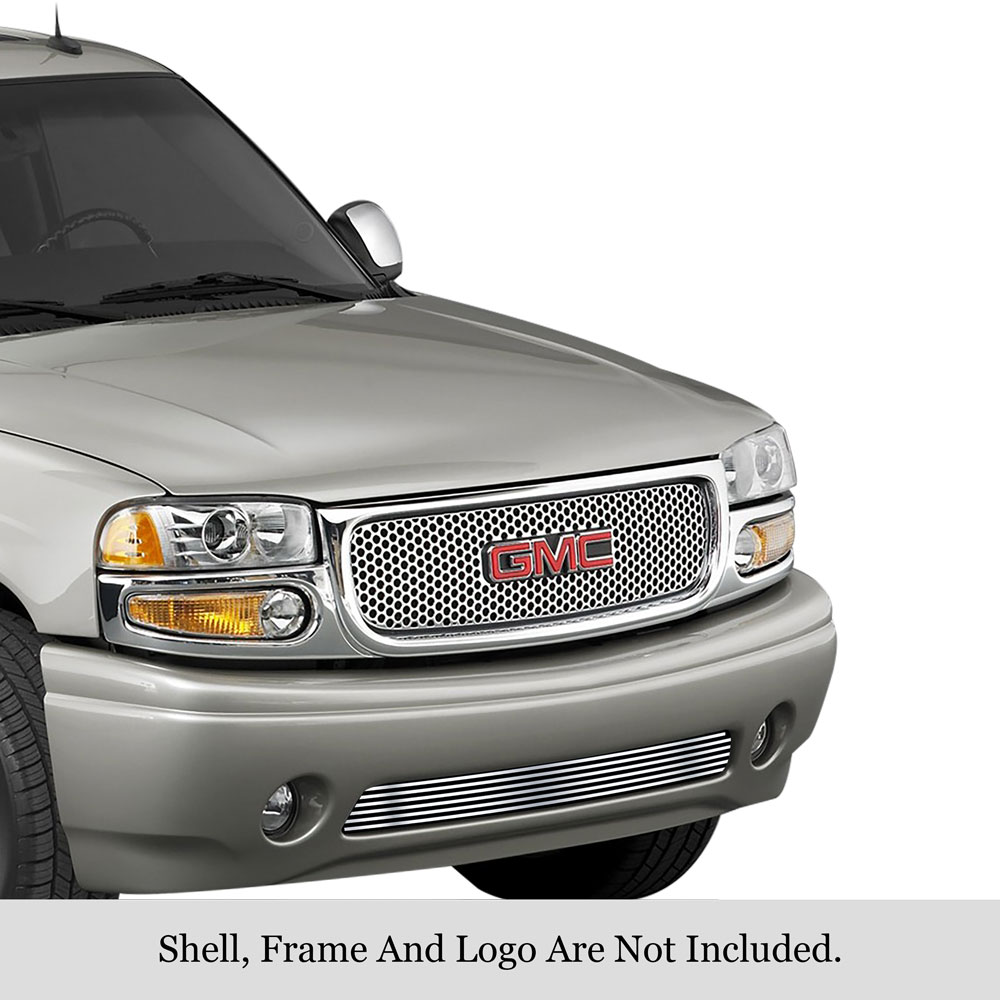 1999-2006 GMC Yukon Denali tow hook covered/2001-2006 GMC Yukon XL Denali tow hook covered/2002-2006 GMC Sierra Denali tow hook covered LOWER BUMPER Stainless Steel Billet Grille