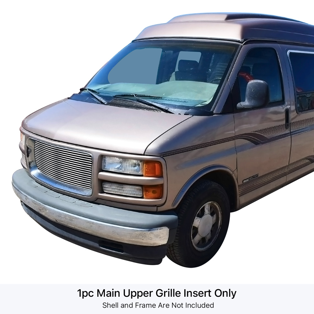 1996-2002 GMC Savana (Only fit vehicles with chrome ring around grille shell) MAIN UPPER Stainless Steel Billet Grille