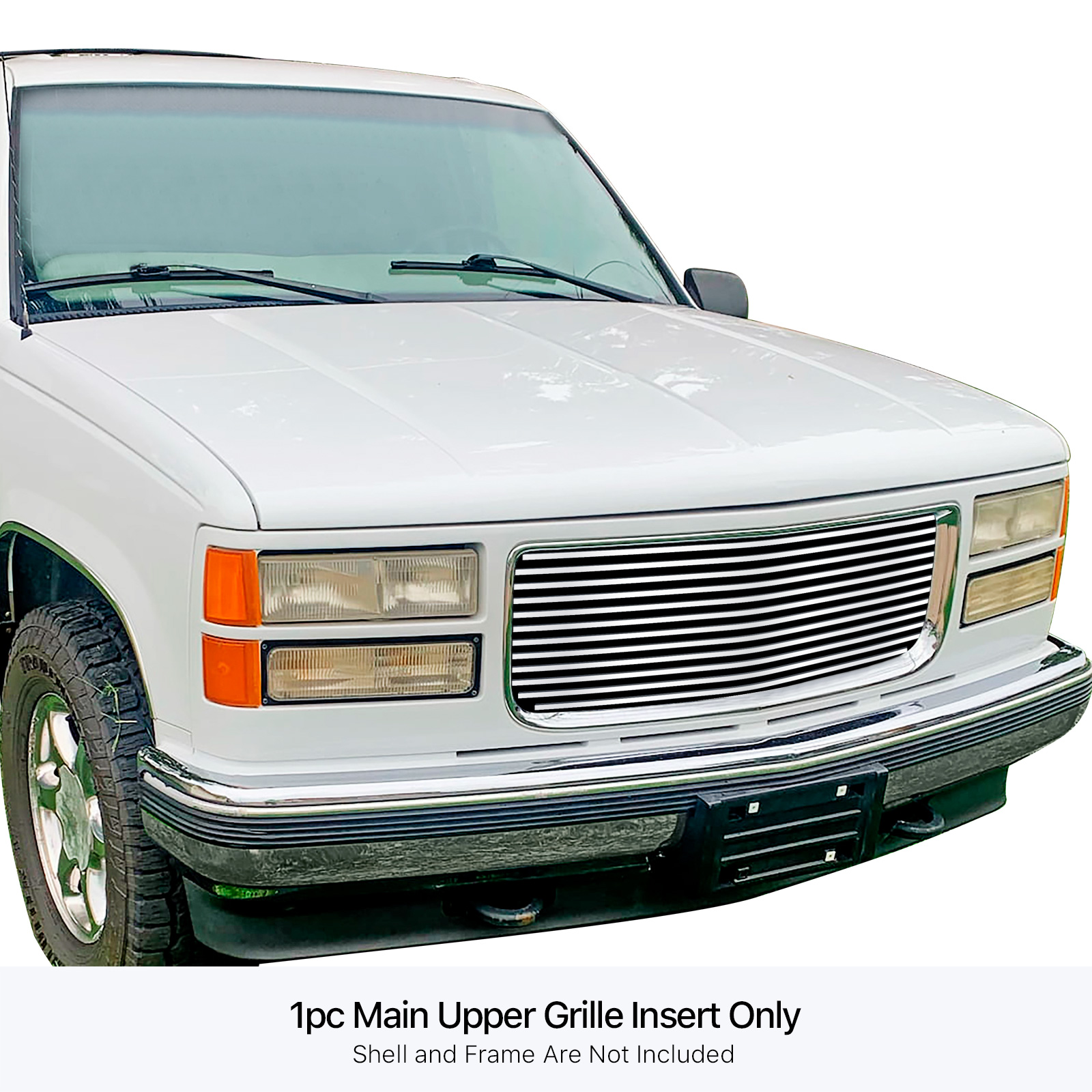 1994-1999 GMC Yukon Not For Denali/1994-1998 GMC C/K Pickup With Stacked Lights/1994-1999 GMC Suburban Composite Plastic Lights MAIN UPPER Stainless Steel Billet Grille