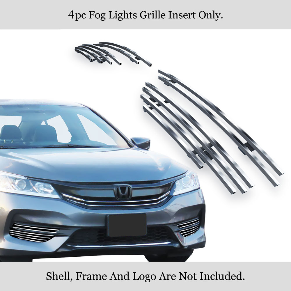 2016-2017 Honda Accord Sedan FOG LIGHT COVER Stainless Steel Billet Grille
