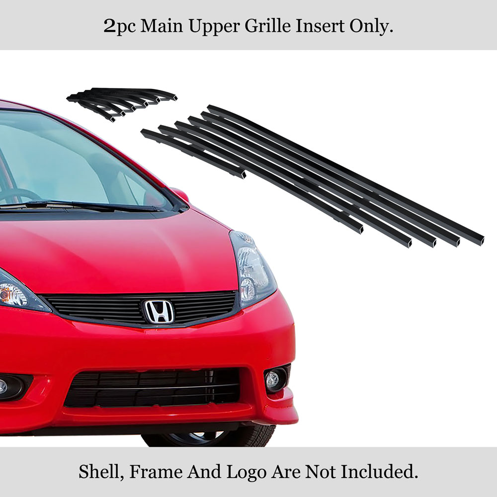 2012-2013 Honda Fit Sport With Logo Show MAIN UPPER Black Stainless Steel Billet Grille