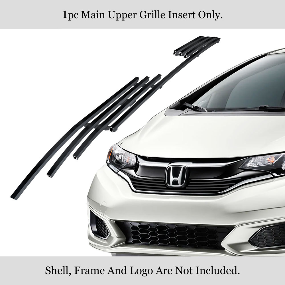2018-2019 Honda Fit with logo show MAIN UPPER Black Stainless Steel Billet Grille