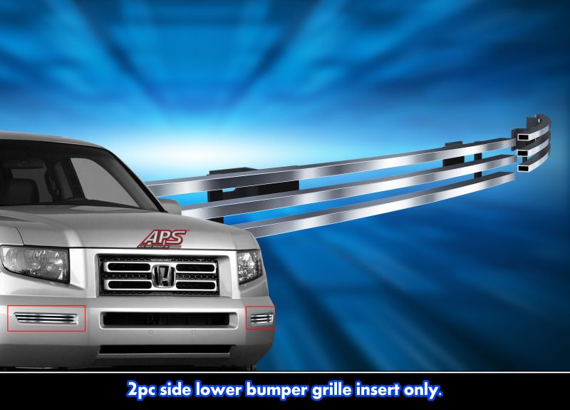 2005-2008 Honda Ridgeline 2 Side PCS LOWER BUMPER Stainless Steel Billet Grille