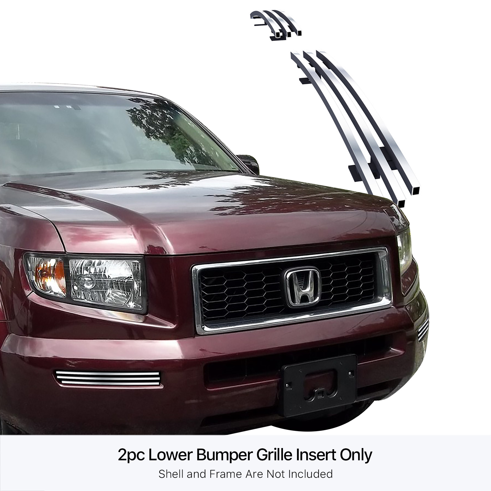 2005-2008 Honda Ridgeline 2 Side PCS LOWER BUMPER Stainless Steel Billet Grille