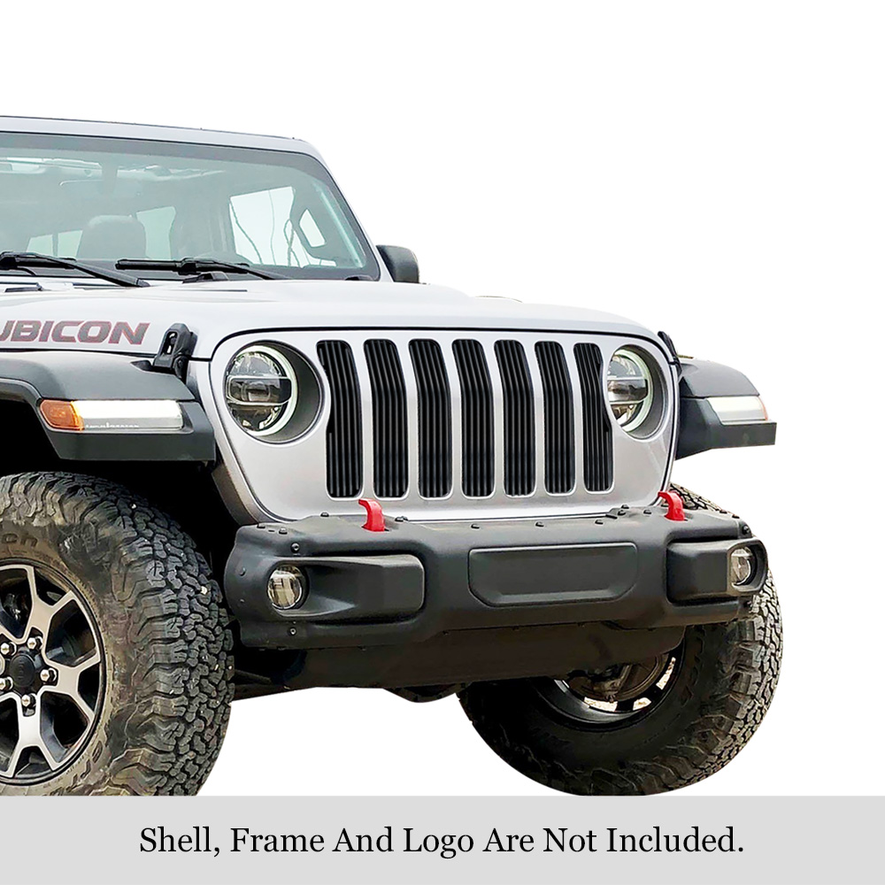 2018-2023 Jeep Wrangler JL Not For JK MAIN UPPER Black Stainless Steel Billet Grille