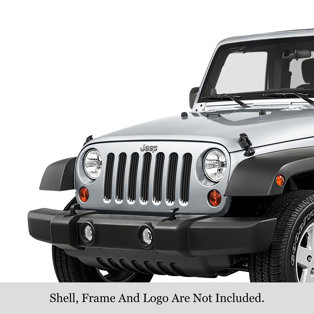 2007-2018 Jeep Wrangler JK MAIN UPPER Black Stainless Steel Billet Grille