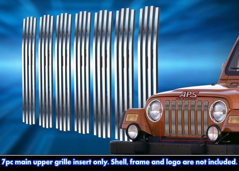 1997-2006 Jeep Wrangler With Chrome Shell Model MAIN UPPER Stainless Steel Billet Grille