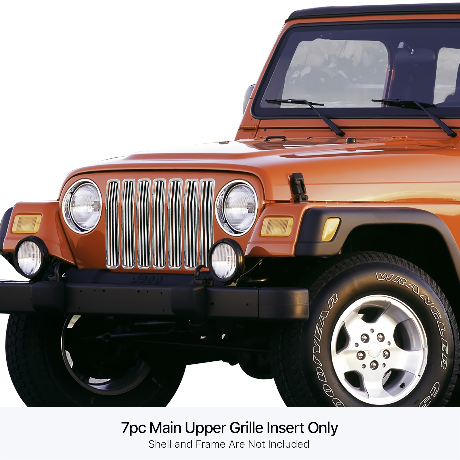 1997-2006 Jeep Wrangler With Chrome Shell Model MAIN UPPER Stainless Steel Billet Grille