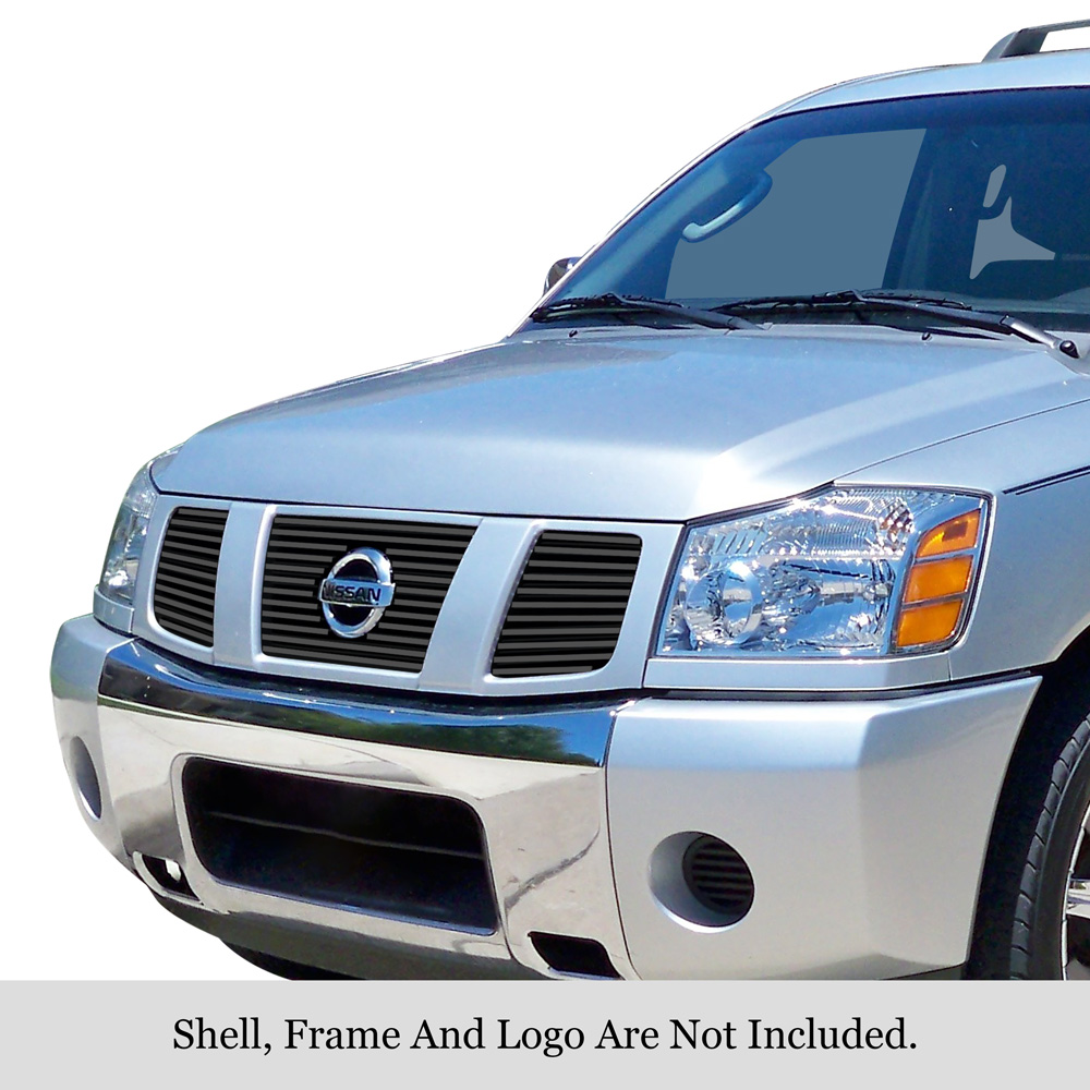 2004-2007 Nissan Armada With Logo Show/2004-2006 Nissan Titan With Logo Show/2007-2007 Nissan Titan Classic Model/ With Logo Show MAIN UPPER Black Stainless Steel Billet Grille
