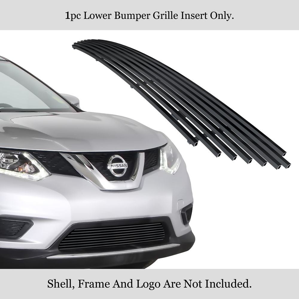 2014-2016 Nissan Rogue LOWER BUMPER Black Stainless Steel Billet Grille