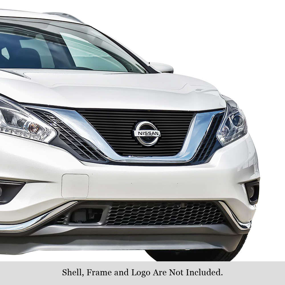 2015-2018 Nissan Murano With Logo Show MAIN UPPER Black Stainless Steel Billet Grille