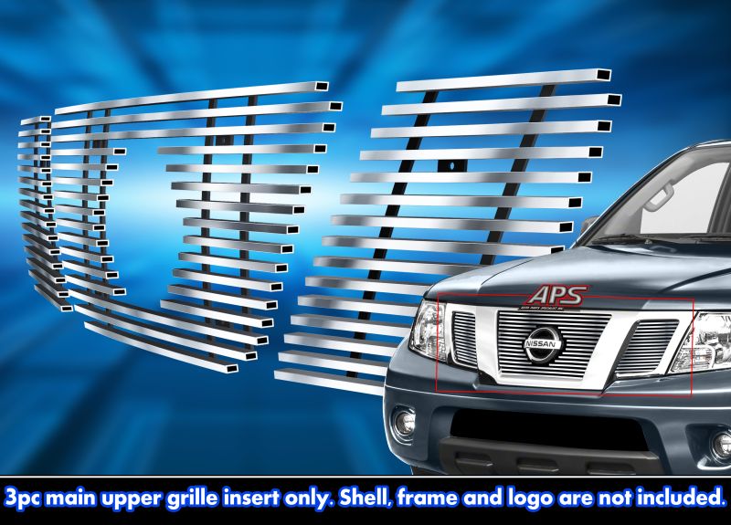 2005-2008 Nissan Frontier With Logo Show/2005-2007 Nissan Pathfinder With Logo Show MAIN UPPER Stainless Steel Billet Grille