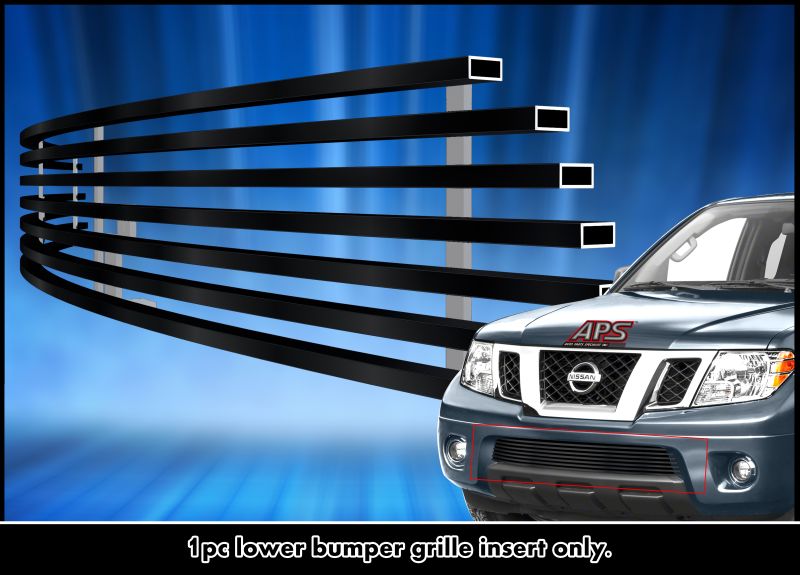2005-2008 Nissan Frontier All Model/2009-2021 Nissan Frontier (Only Fit Model With Chrome Bumper Not Fit Pro-4X Model)/2005-2007 Nissan Pathfinder LOWER BUMPER Black Stainless Steel Billet Grille
