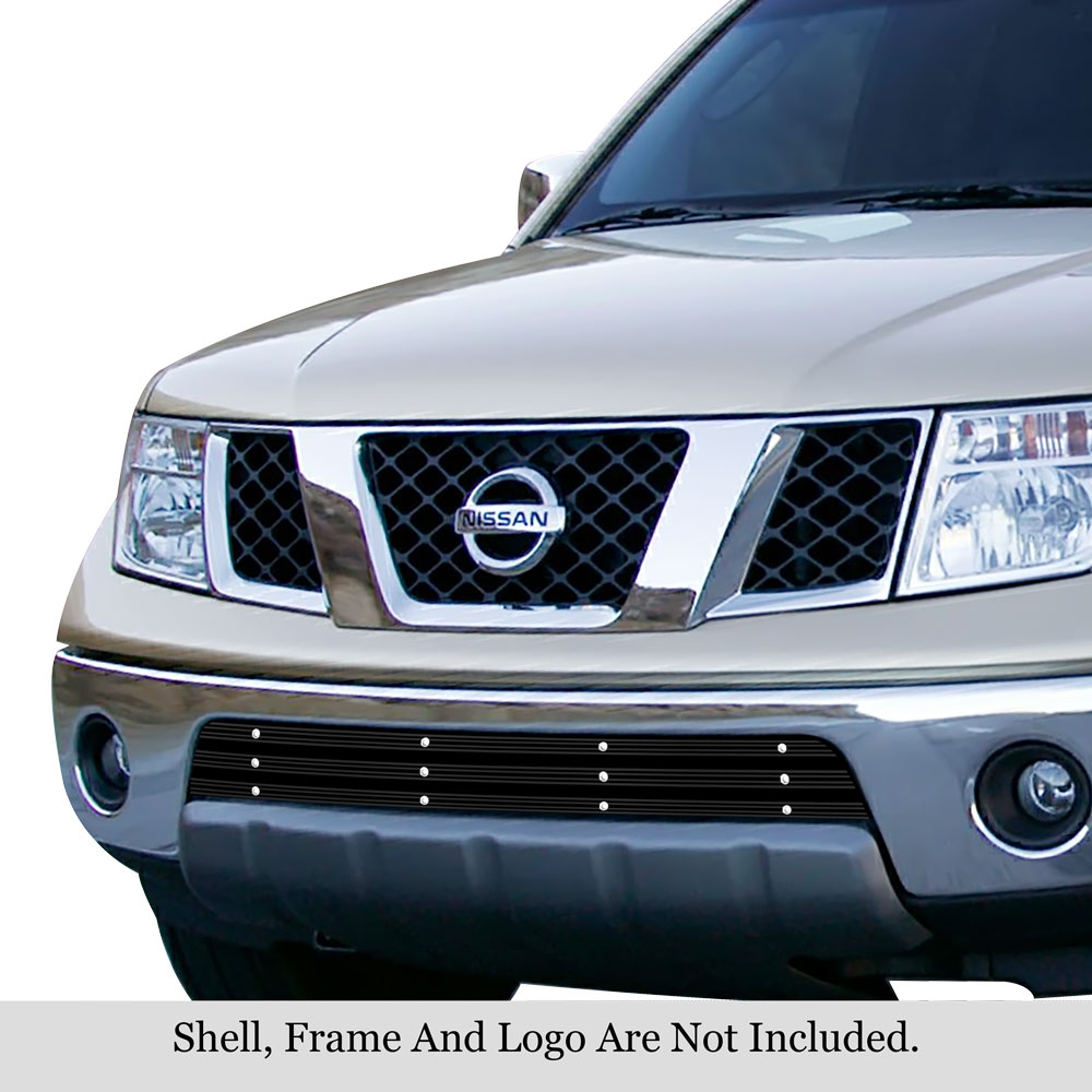 2005-2008 Nissan Frontier All Model/2009-2021 Nissan Frontier (Only Fit Model With Chrome Bumper Not Fit Pro-4X Model)/2005-2007 Nissan Pathfinder Lower Bumper Black Rugged Billet Grille