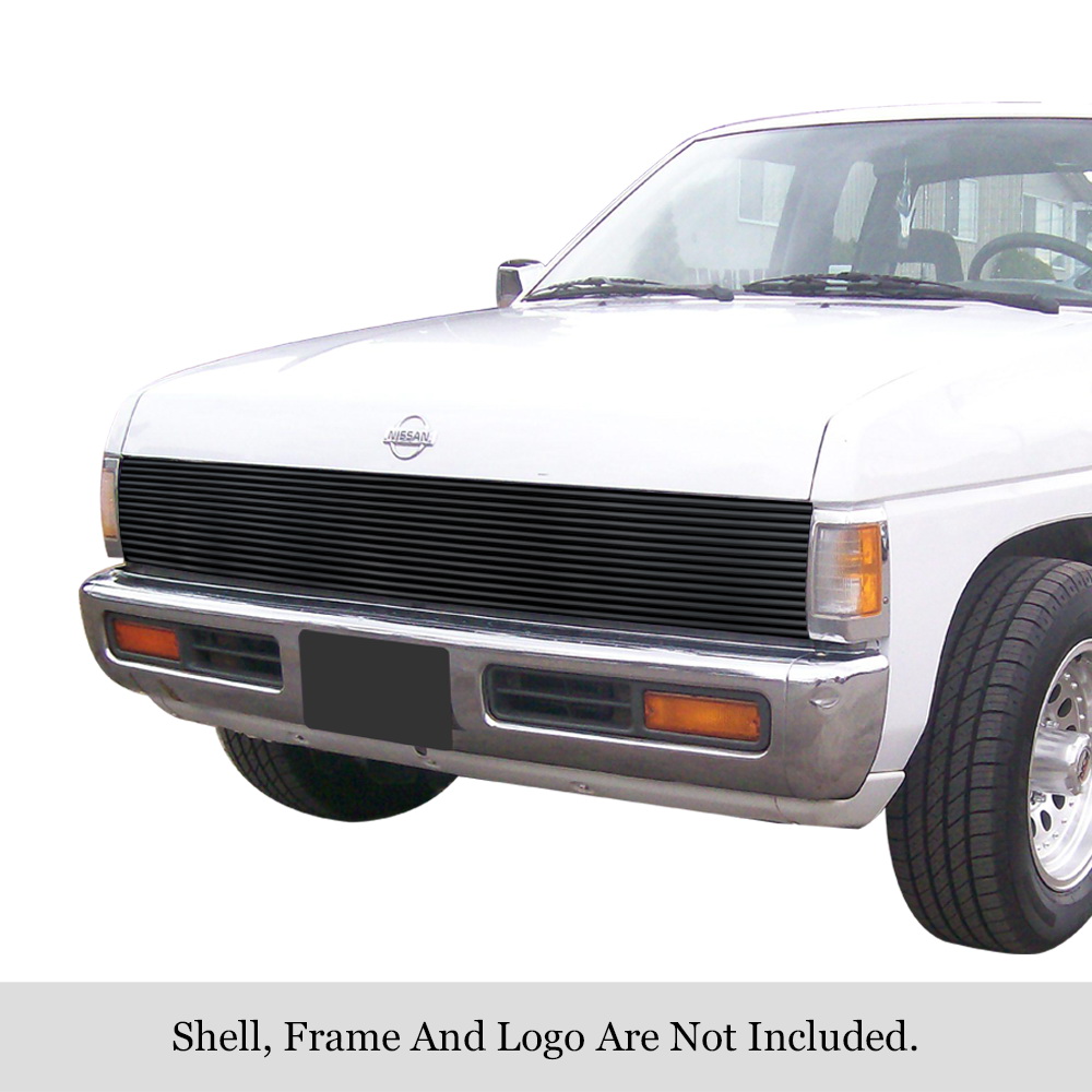 1986-1997 Nissan Pickup With/S. Beam Type H/Lamps - Requires Headlamps Recess MAIN UPPER Black Stainless Steel Billet Grille