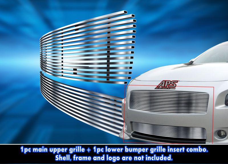 2009-2014 Nissan Maxima MAIN UPPER + LOWER BUMPER Stainless Steel Billet Grille