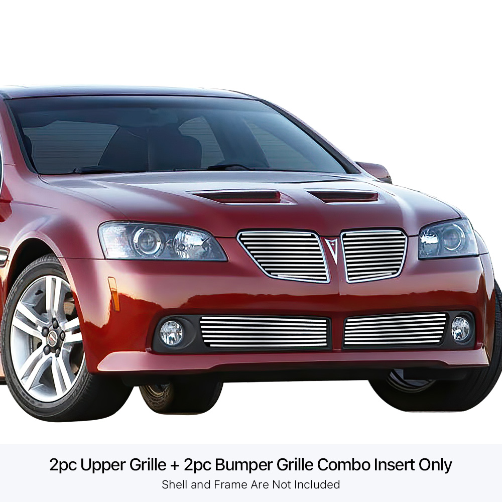 2008-2009 Pontiac G8 Not For GXP Model MAIN UPPER + LOWER BUMPER Stainless Steel Billet Grille