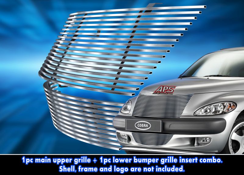 2000-2005 Chrysler PT Cruiser MAIN UPPER + LOWER BUMPER Stainless Steel Billet Grille