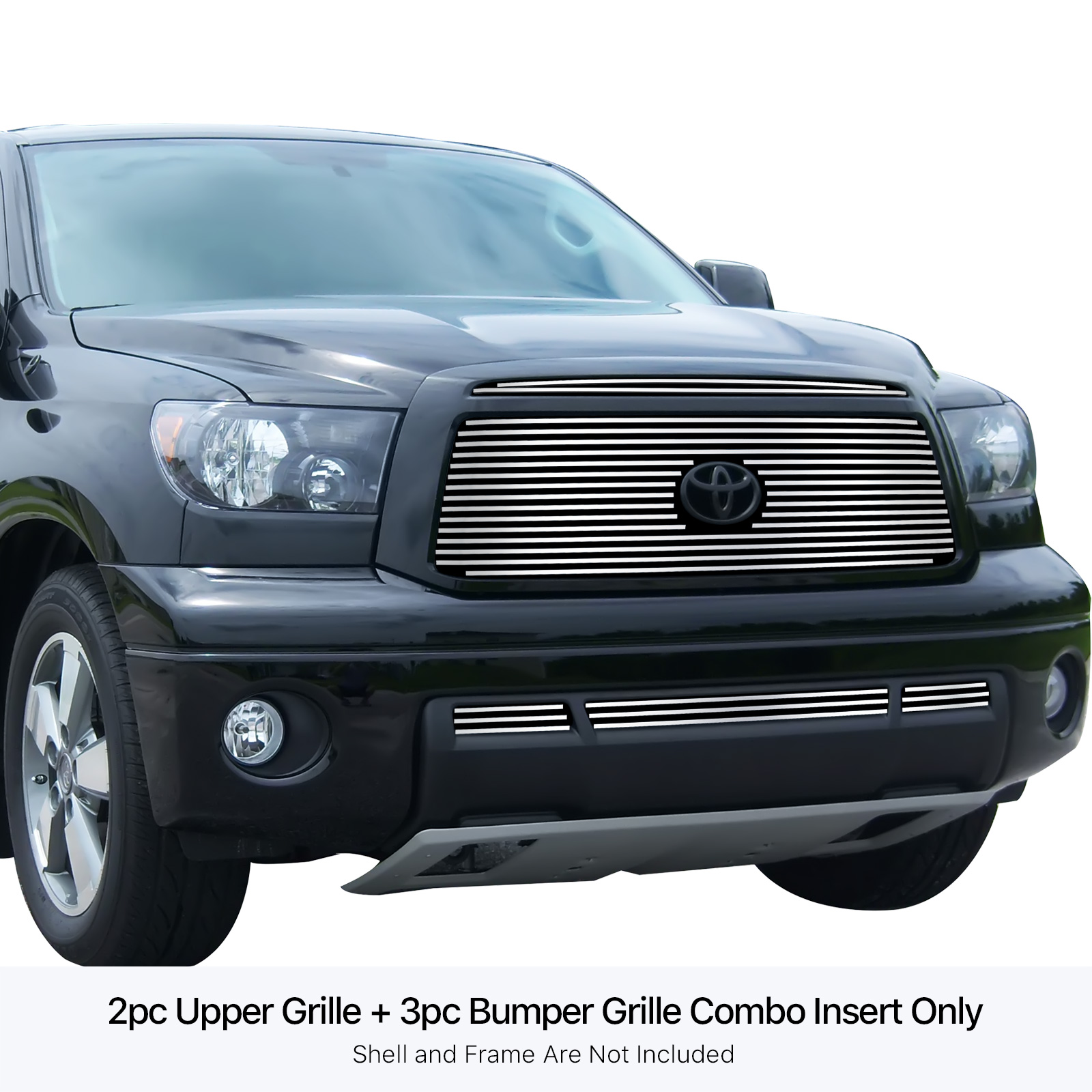 2010-2013 Toyota Tundra MAIN UPPER + LOWER BUMPER Stainless Steel Billet Grille