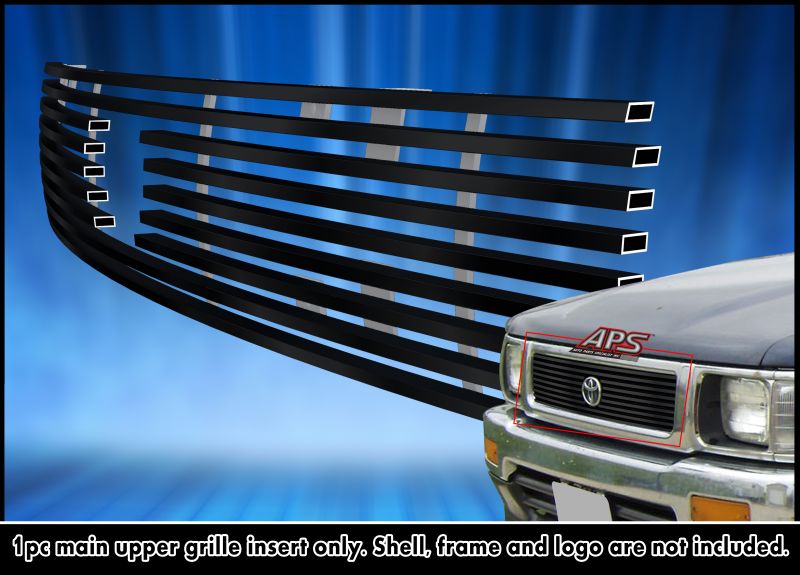 1992-1994 Toyota Pickup 4WD Logo Show MAIN UPPER Black Stainless Steel Billet Grille