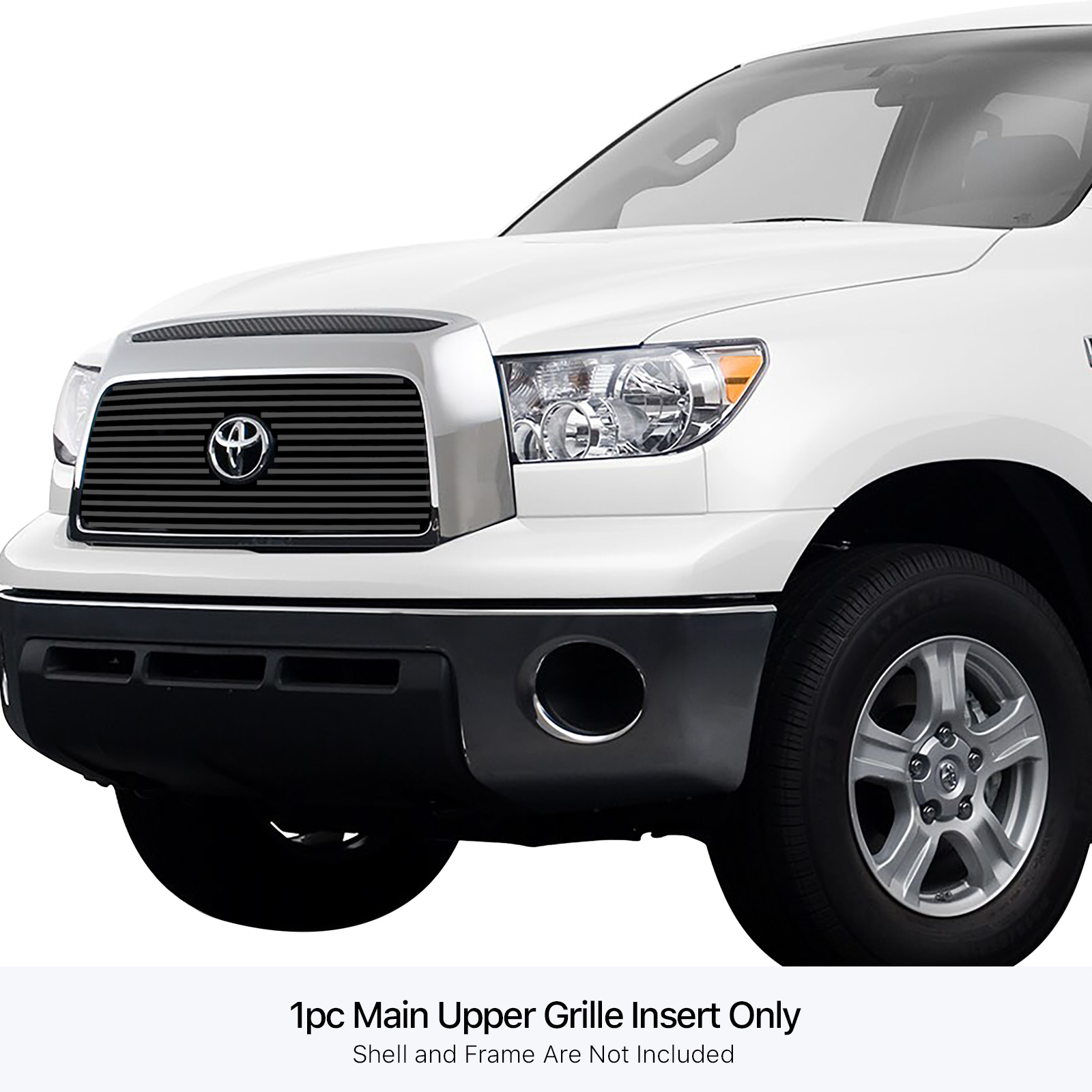 2007-2009 Toyota Tundra With Logo Show MAIN UPPER Black Stainless Steel Billet Grille