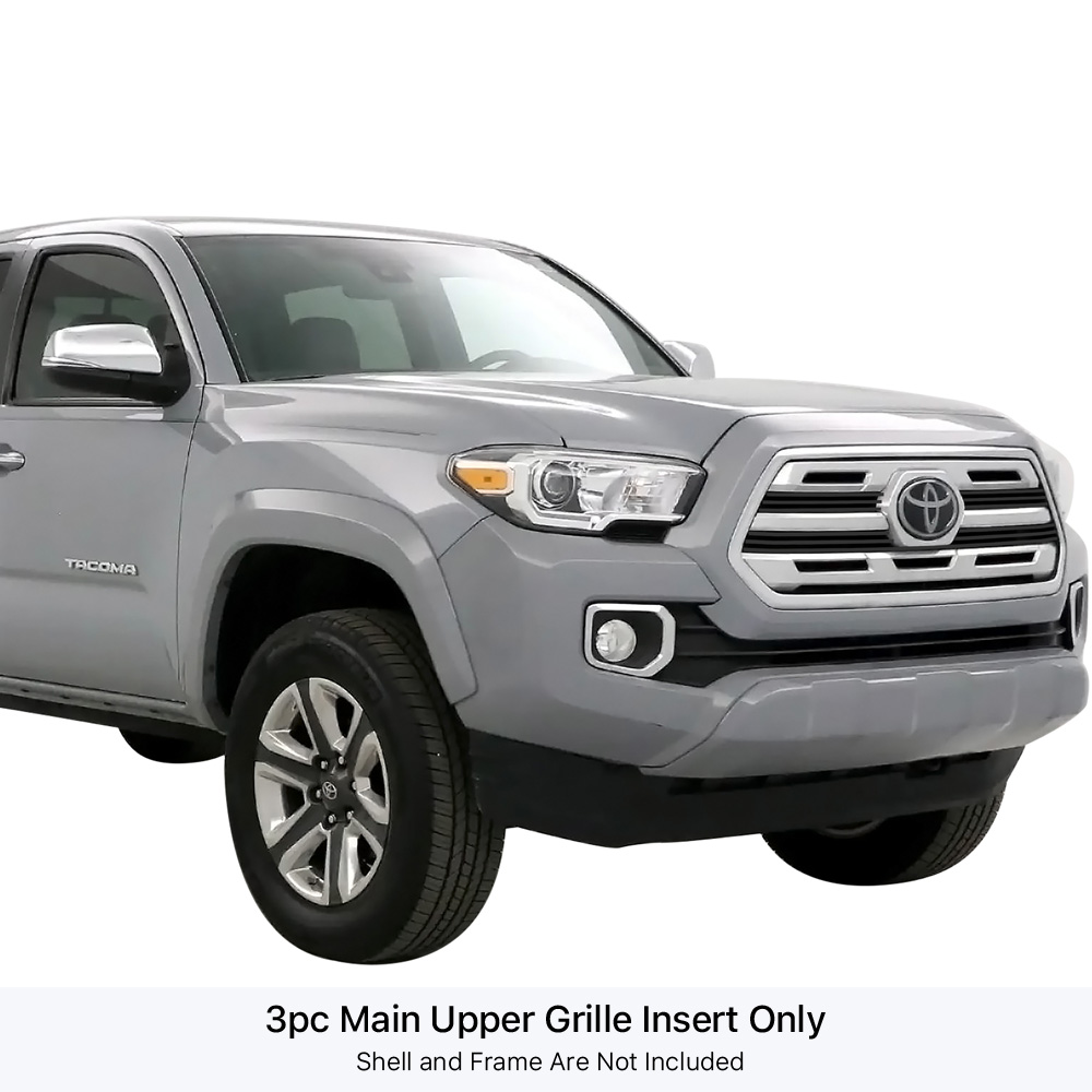 2016-2019 Toyota Tacoma SR/ 2016-2019 Toyota Tacoma SR5 Main Upper Black Stainless Steel Billet Grille