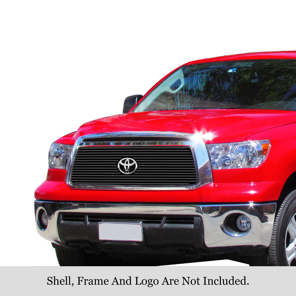 2010-2013 Toyota Tundra 1 PC With Logo Show MAIN UPPER Black Stainless Steel Billet Grille
