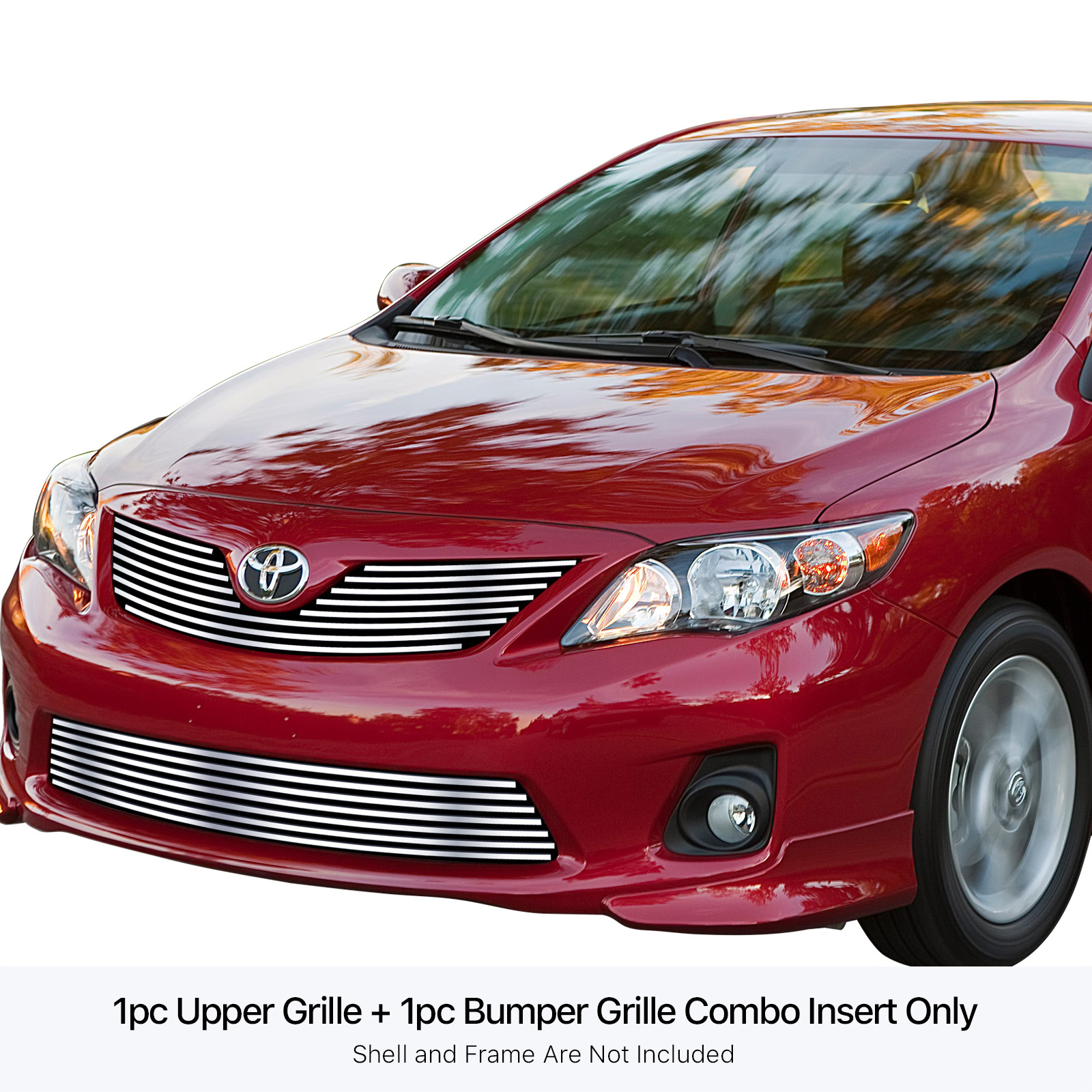 2011-2013 Toyota Corolla MAIN UPPER + LOWER BUMPER Stainless Steel Billet Grille