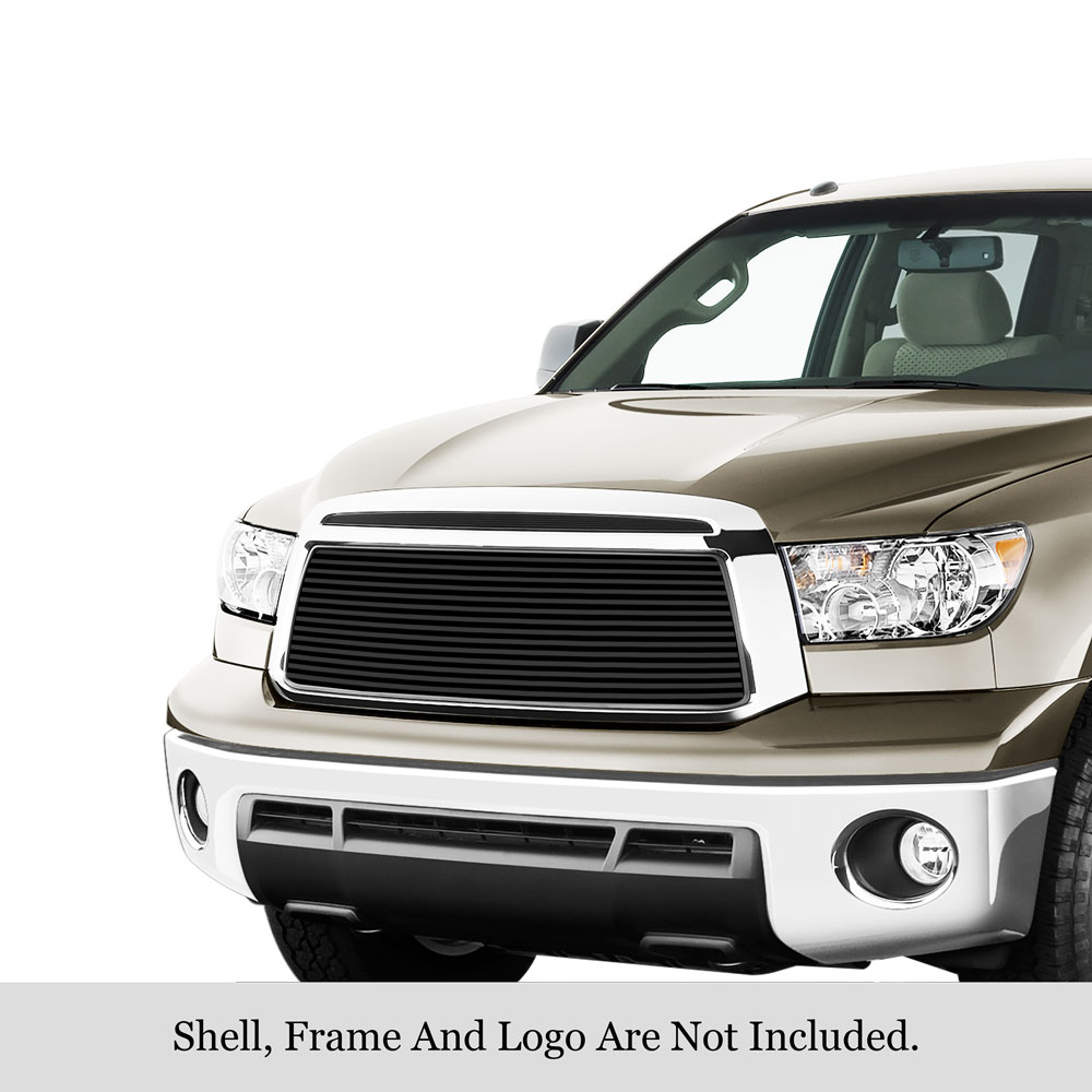 2010-2013 Toyota Tundra 1 PC Without Logo Show MAIN UPPER Black Stainless Steel Billet Grille