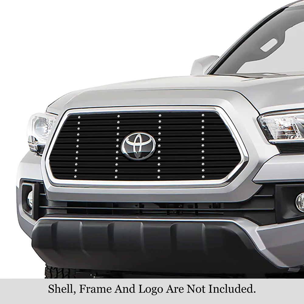 2018-2019 Toyota Tacoma with front sensor TSS Main Upper Black Rugged Billet Grille