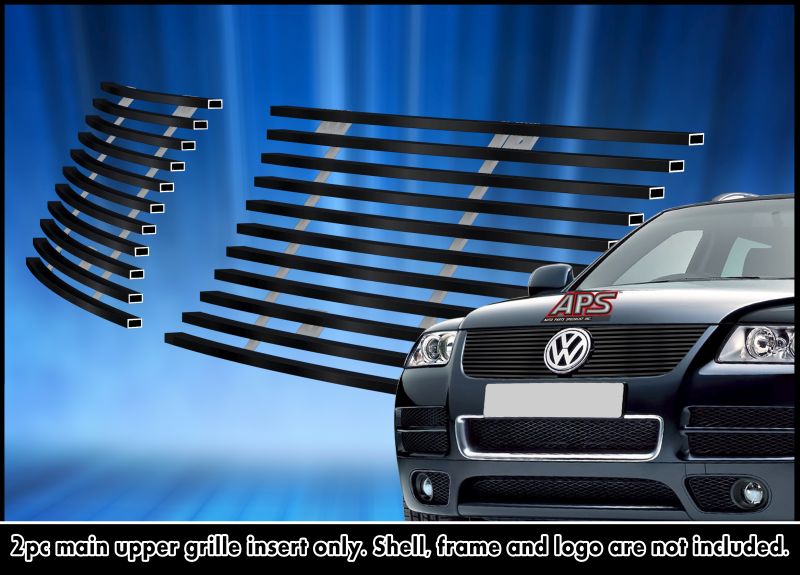 2003-2007 Volkswagen Touareg Not For Diesel Model MAIN UPPER Black Stainless Steel Billet Grille