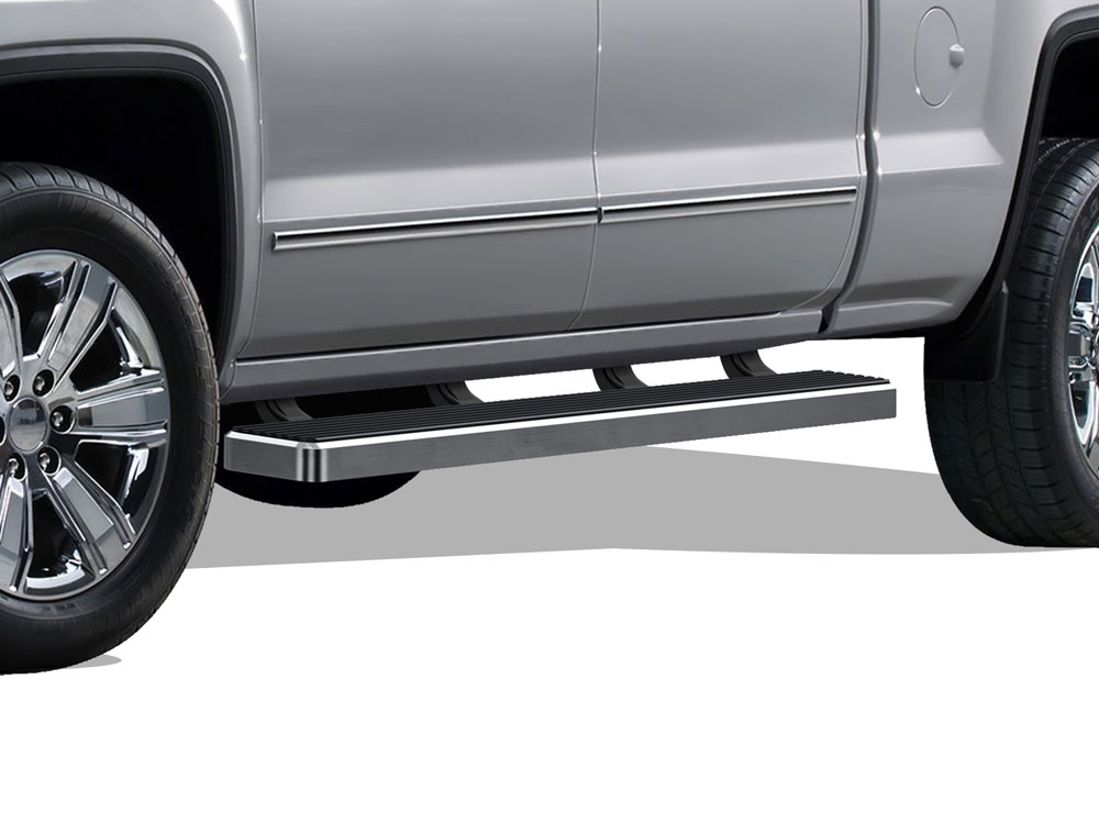 2007-2018 Chevy/GMC Silverado/Sierra 1500 Crew Cab 2007-2019 Chevy/GMC Silverado/Sierra 2500 HD/3500 HD Crew Cab (Incl. Diesel Models With DEF Tanks) Not for 2007 Classic Model Both Sides iStep 5 Inch Stainless Steel