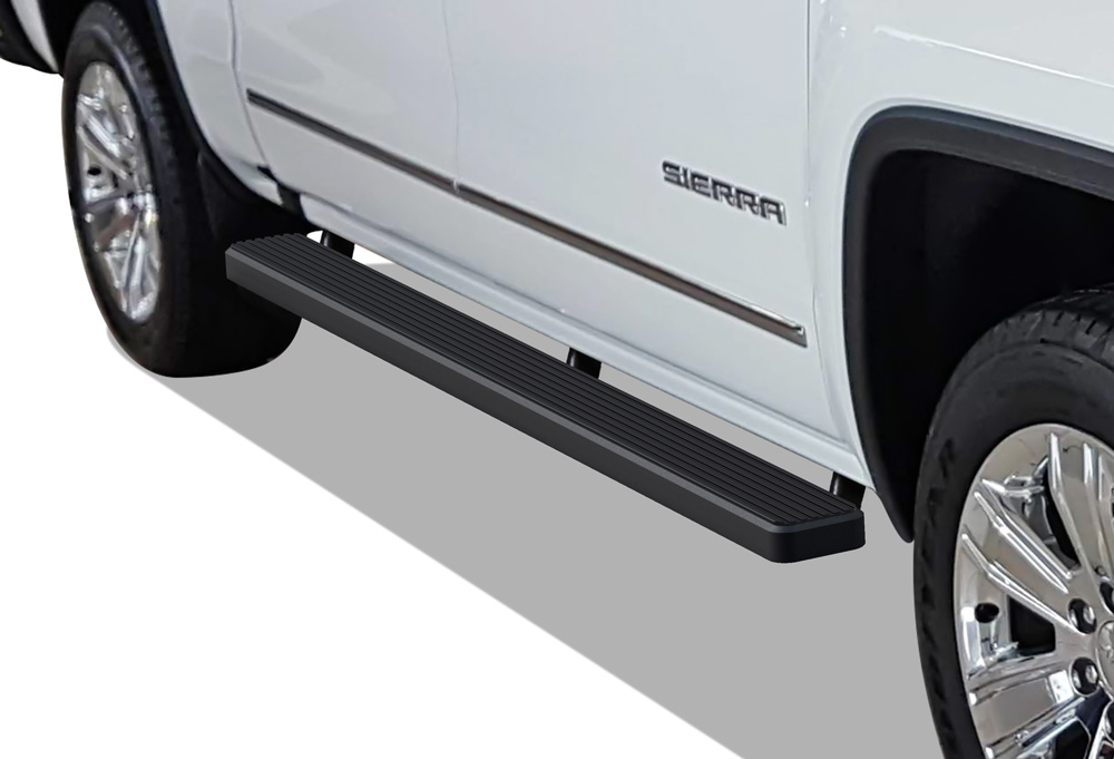 2007-2018 Chevy/GMC Silverado/Sierra 1500 Crew Cab 2007-2019 Chevy/GMC Silverado/Sierra 2500 HD/3500 HD Crew Cab (Incl. Diesel Models With DEF Tanks) Not for 2007 Classic Model Both Sides iStep 5 Inch Stainless Steel
